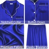 image:imageSWOMOG Womens 4pcs Pajamas Sets Silk Satin Pjs Sexy Cami Shorts Set Button Down Long Short Sleeve Sleepwear LoungewearLight Blue