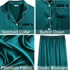 image:imageSWOMOG Womens 4pcs Pajamas Sets Silk Satin Pjs Sexy Cami Shorts Set Button Down Long Short Sleeve Sleepwear LoungewearLight Green