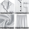 image:imageSWOMOG Womens 4pcs Pajamas Sets Silk Satin Pjs Sexy Cami Shorts Set Button Down Long Short Sleeve Sleepwear LoungewearLight Grey