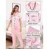 image:imageSWOMOG Womens 4pcs Pajamas Sets Silk Satin Pjs Sexy Cami Shorts Set Button Down Long Short Sleeve Sleepwear LoungewearPink
