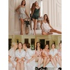 image:imageSWOMOG Womens 4pcs Pajamas Sets Silk Satin Pjs Sexy Cami Shorts Set Button Down Long Short Sleeve Sleepwear LoungewearPink