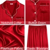 image:imageSWOMOG Womens 4pcs Pajamas Sets Silk Satin Pjs Sexy Cami Shorts Set Button Down Long Short Sleeve Sleepwear LoungewearRed