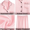 image:imageSWOMOG Womens 4pcs Pajamas Sets Silk Satin Pjs Sexy Cami Shorts Set Button Down Long Short Sleeve Sleepwear LoungewearSakura Pink