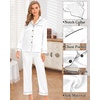 image:imageSWOMOG Womens 4pcs Pajamas Sets Silk Satin Pjs Sexy Cami Shorts Set Button Down Long Short Sleeve Sleepwear LoungewearWhite