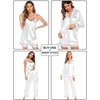 image:imageSWOMOG Womens 4pcs Pajamas Sets Silk Satin Pjs Sexy Cami Shorts Set Button Down Long Short Sleeve Sleepwear LoungewearWhite