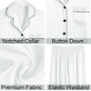 image:imageSWOMOG Womens 4pcs Pajamas Sets Silk Satin Pjs Sexy Cami Shorts Set Button Down Long Short Sleeve Sleepwear LoungewearWhite