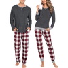 image:imageSWOMOG Couples Pajamas Set Women amp Men Long Sleeve Sleepwear Pjs Top Plaid Pants Loungewear Set with PocketsDeep Grey  Black Plaid