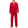 image:imageSWOMOG Mens Silk Pajamas Set Satin Long Sleeve Button Down 2 PCS Sleepwear V Neck Classic Loungewear Pjs with Long PantsAred