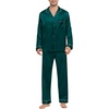 image:imageSWOMOG Mens Silk Pajamas Set Satin Long Sleeve Button Down 2 PCS Sleepwear V Neck Classic Loungewear Pjs with Long PantsDark Green