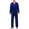 image:imageSWOMOG Mens Silk Pajamas Set Satin Long Sleeve Button Down 2 PCS Sleepwear V Neck Classic Loungewear Pjs with Long PantsNavy Blue