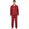 image:imageSWOMOG Christmas Red Buffalo Plaid Pajamas for Men Modal Long Sleeve Comfy Cotton Sleepwear Lightweight Soft Button Down Loungewear 2 Pcs Pj Set