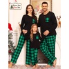 image:imageSWOMOG Family Christmas Matching Pajamas Set WomenMenKids Modal Pajama 2 PCS Long Sleeve Sleepwear Sets with PocketsGreen Black Plaid