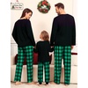 image:imageSWOMOG Family Christmas Matching Pajamas Set WomenMenKids Modal Pajama 2 PCS Long Sleeve Sleepwear Sets with PocketsGreen Black Plaid
