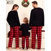 image:imageSWOMOG Family Christmas Matching Pajamas Set WomenMenKids Modal Pajama 2 PCS Long Sleeve Sleepwear Sets with PocketsRed Black Plaid