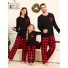 image:imageSWOMOG Family Christmas Matching Pajamas Set WomenMenKids Modal Pajama 2 PCS Long Sleeve Sleepwear Sets with PocketsRed Black Plaid