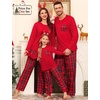 image:imageSWOMOG Family Christmas Matching Pajamas Set WomenMenKids Modal Pajama 2 PCS Long Sleeve Sleepwear Sets with PocketsRed Plaid