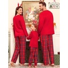 image:imageSWOMOG Family Christmas Matching Pajamas Set WomenMenKids Modal Pajama 2 PCS Long Sleeve Sleepwear Sets with PocketsRed Plaid