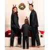 image:imageSWOMOG Family Matching Pajamas Set Silk Satin Button Down Sleepwear Long Sleeve Nightwear 2 Pcs Pj Set SXXLBlack