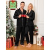 image:imageSWOMOG Family Matching Pajamas Set Silk Satin Button Down Sleepwear Long Sleeve Nightwear 2 Pcs Pj Set SXXLBlack