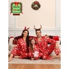 image:imageSWOMOG Family Matching Pajamas Set Silk Satin Button Down Sleepwear Long Sleeve Nightwear 2 Pcs Pj Set SXXLChristmas Gift Red