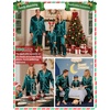 image:imageSWOMOG Family Matching Pajamas Set Silk Satin Button Down Sleepwear Long Sleeve Nightwear 2 Pcs Pj Set SXXLGreen