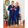 image:imageSWOMOG Family Matching Pajamas Set Silk Satin Button Down Sleepwear Long Sleeve Nightwear 2 Pcs Pj Set SXXLNavy Blue
