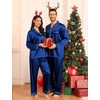 image:imageSWOMOG Family Matching Pajamas Set Silk Satin Button Down Sleepwear Long Sleeve Nightwear 2 Pcs Pj Set SXXLNavy Blue