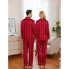 image:imageSWOMOG Family Matching Pajamas Set Silk Satin Button Down Sleepwear Long Sleeve Nightwear 2 Pcs Pj Set SXXLRed Striped