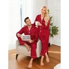 image:imageSWOMOG Family Matching Pajamas Set Silk Satin Button Down Sleepwear Long Sleeve Nightwear 2 Pcs Pj Set SXXLRed Striped