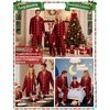 image:imageSWOMOG Family Matching Pajamas Set Silk Satin Button Down Sleepwear Long Sleeve Nightwear 2 Pcs Pj Set SXXLRed With Black Grid