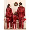 image:imageSWOMOG Family Matching Pajamas Set Silk Satin Button Down Sleepwear Long Sleeve Nightwear 2 Pcs Pj Set SXXLRed With Black Grid