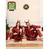 image:imageSWOMOG Family Matching Pajamas Set Silk Satin Button Down Sleepwear Long Sleeve Nightwear 2 Pcs Pj Set SXXLRed With Black Grid