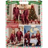 image:imageSWOMOG Family Matching Pajamas Set Silk Satin Button Down Sleepwear Long Sleeve Nightwear 2 Pcs Pj Set SXXLWine Red