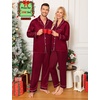 image:imageSWOMOG Family Matching Pajamas Set Silk Satin Button Down Sleepwear Long Sleeve Nightwear 2 Pcs Pj Set SXXLWine Red