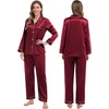 image:imageSWOMOG Family Matching Pajamas Set Silk Satin Button Down Sleepwear Long Sleeve Nightwear 2 Pcs Pj Set SXXLWine Red