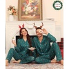 image:imageSWOMOG Matching Couple Christmas Pajamas Set Modal Long Sleeve ButtonDown Sleepwear Family Festival Party Xmas PJs Sets WomenMen Green Christmas Elk Small
