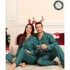 image:imageSWOMOG Matching Couple Christmas Pajamas Set Modal Long Sleeve ButtonDown Sleepwear Family Festival Party Xmas PJs Sets WomenMen Green Christmas Elk Small