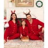 image:imageSWOMOG Matching Couple Christmas Pajamas Set Modal Long Sleeve ButtonDown Sleepwear Family Festival Party Xmas PJs Sets WomenMen Red Medium