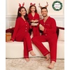image:imageSWOMOG Matching Couple Christmas Pajamas Set Modal Long Sleeve ButtonDown Sleepwear Family Festival Party Xmas PJs Sets WomenMen Red Medium