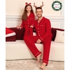 image:imageSWOMOG Matching Couple Christmas Pajamas Set Modal Long Sleeve ButtonDown Sleepwear Family Festival Party Xmas PJs Sets WomenMen Red Medium