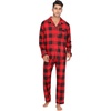 image:imageSWOMOG Men Christmas Red Buffalo Plaid Pajamas Set Comfy Cotton Long Sleeve Sleepwear Soft Button Down Modal Nightwear 2 Piece Pj Set with Pockets