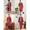 image:imageSWOMOG Mens 3 Pcs Robe Silk Satin Kimono Bathrobe with ShortsampPants Set Lightweight Soft SleepwearRed Floral