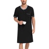 image:imageSWOMOG Mens Nightshirt Short Sleeve Nightgown Sleepwear Soft Loose Loungewear Lightweight Nightwear Comfy Sleep ShirtBlack