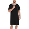 image:imageSWOMOG Mens Nightshirt Short Sleeve Nightgown Sleepwear Soft Loose Loungewear Lightweight Nightwear Comfy Sleep ShirtBlack
