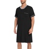 image:imageSWOMOG Mens Nightshirt Short Sleeve Nightgown Sleepwear Soft Loose Loungewear Lightweight Nightwear Comfy Sleep ShirtBlack