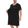 image:imageSWOMOG Mens Nightshirt Short Sleeve Nightgown Sleepwear Soft Loose Loungewear Lightweight Nightwear Comfy Sleep ShirtBlack
