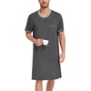 image:imageSWOMOG Mens Nightshirt Short Sleeve Nightgown Sleepwear Soft Loose Loungewear Lightweight Nightwear Comfy Sleep ShirtDeep Gray