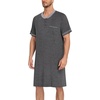 image:imageSWOMOG Mens Nightshirt Short Sleeve Nightgown Sleepwear Soft Loose Loungewear Lightweight Nightwear Comfy Sleep ShirtDeep Gray