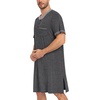image:imageSWOMOG Mens Nightshirt Short Sleeve Nightgown Sleepwear Soft Loose Loungewear Lightweight Nightwear Comfy Sleep ShirtDeep Gray