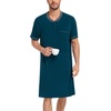 image:imageSWOMOG Mens Nightshirt Short Sleeve Nightgown Sleepwear Soft Loose Loungewear Lightweight Nightwear Comfy Sleep ShirtDeep Navy Blue